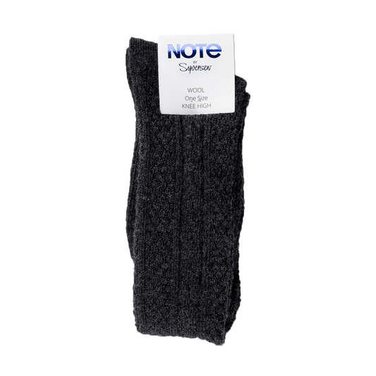 Note woman wool cable Knee High, Antracite