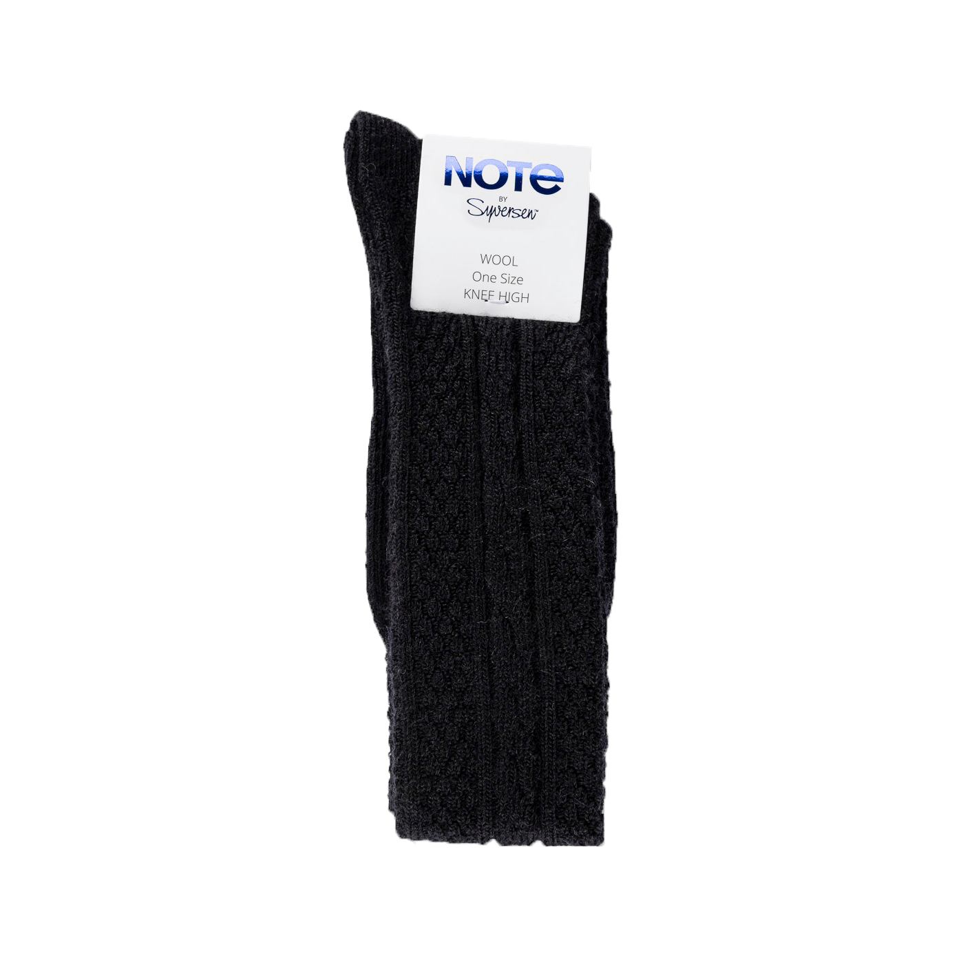 Note woman wool cable Knee High, Black