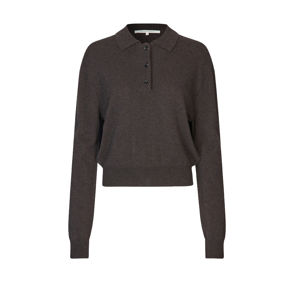 Second Female Vilena Knit LS, Chocolate Brown