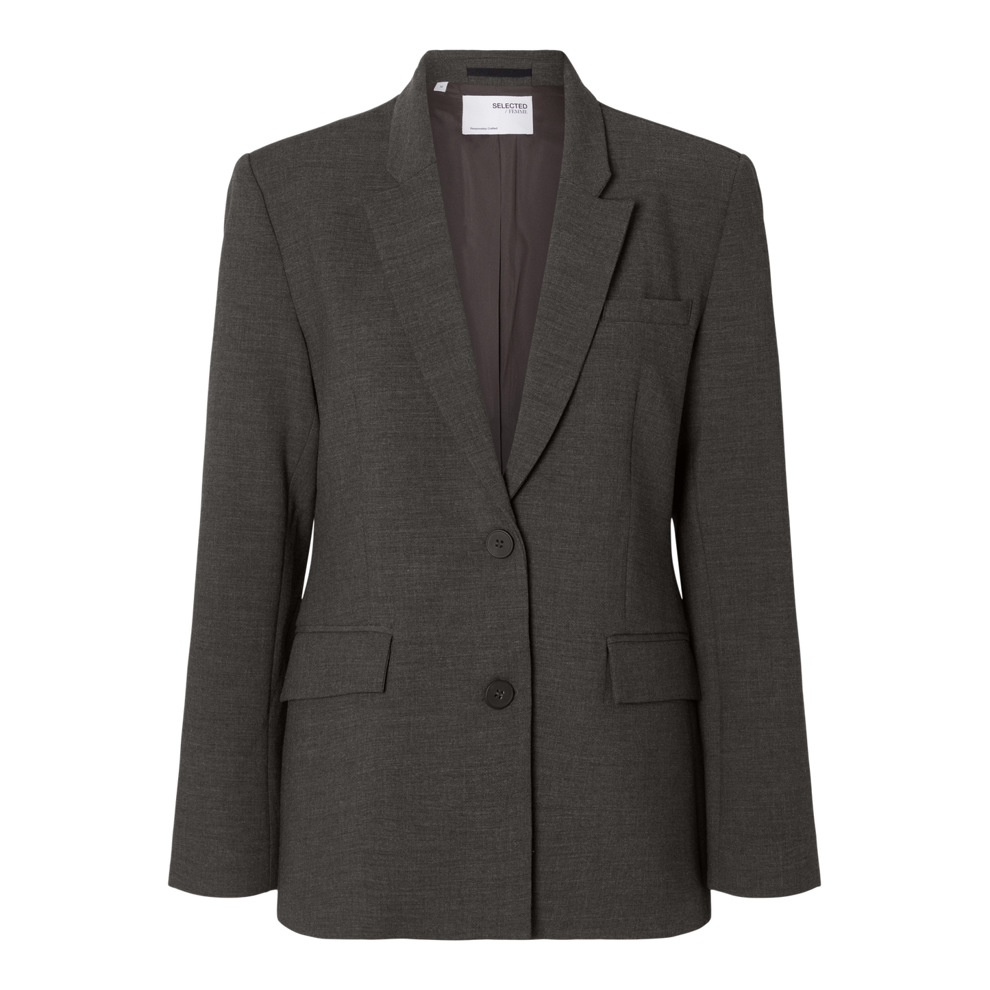 Selected Rita Classic Blazer, Dark Grey Melange