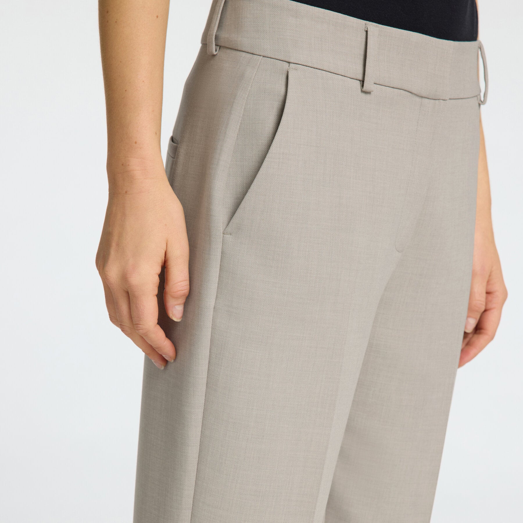 Selected Rita MW Cropped Pant, Island Fossil Melange