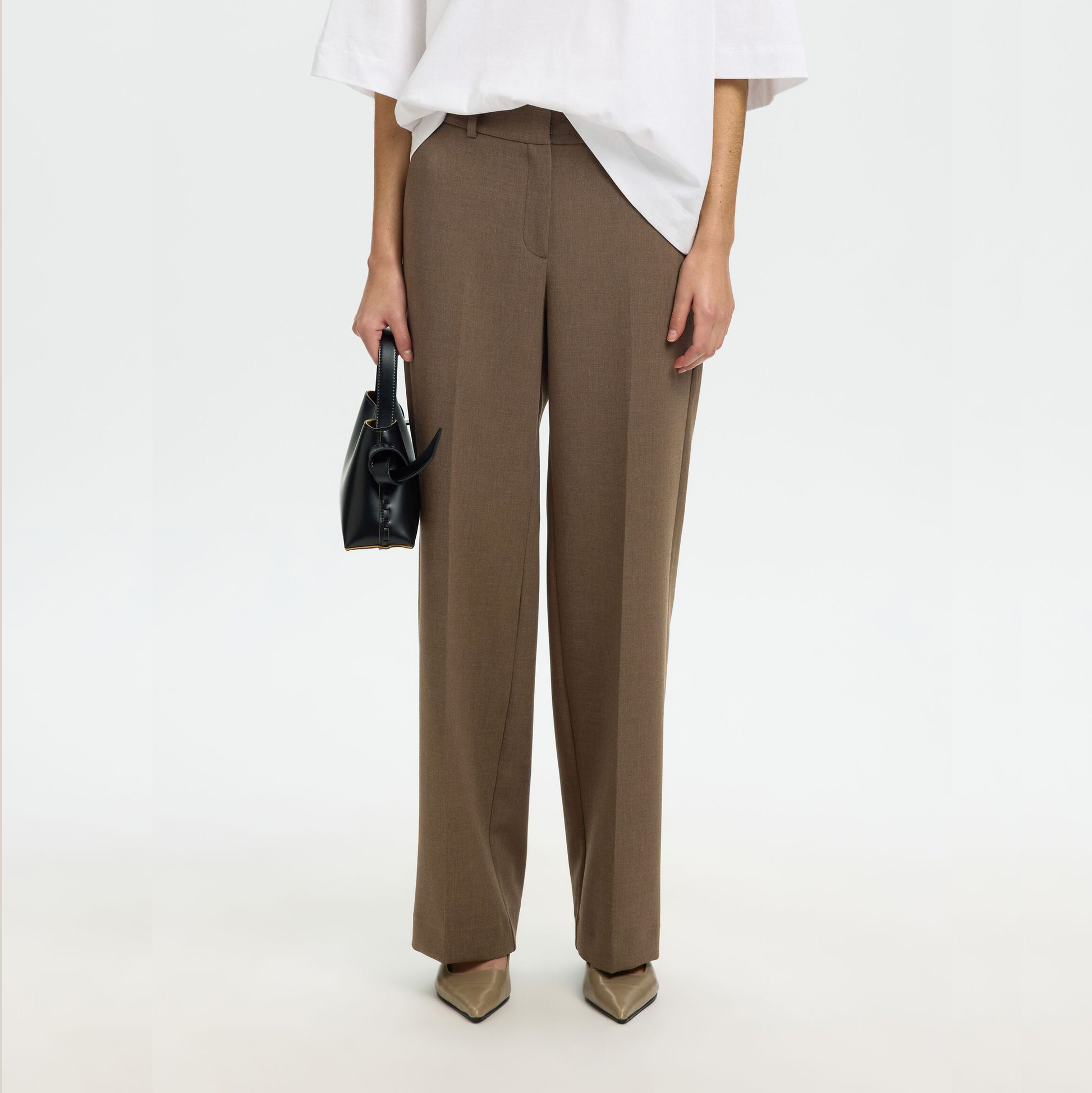 Selected Rita MW Wide Pant, Chocolate Chip/Melange