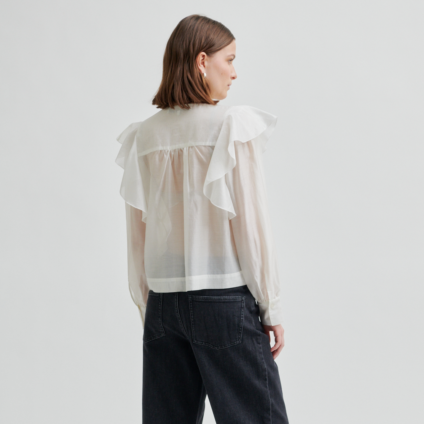 Second Female Dream Ruffle Blouse, Jet Stream