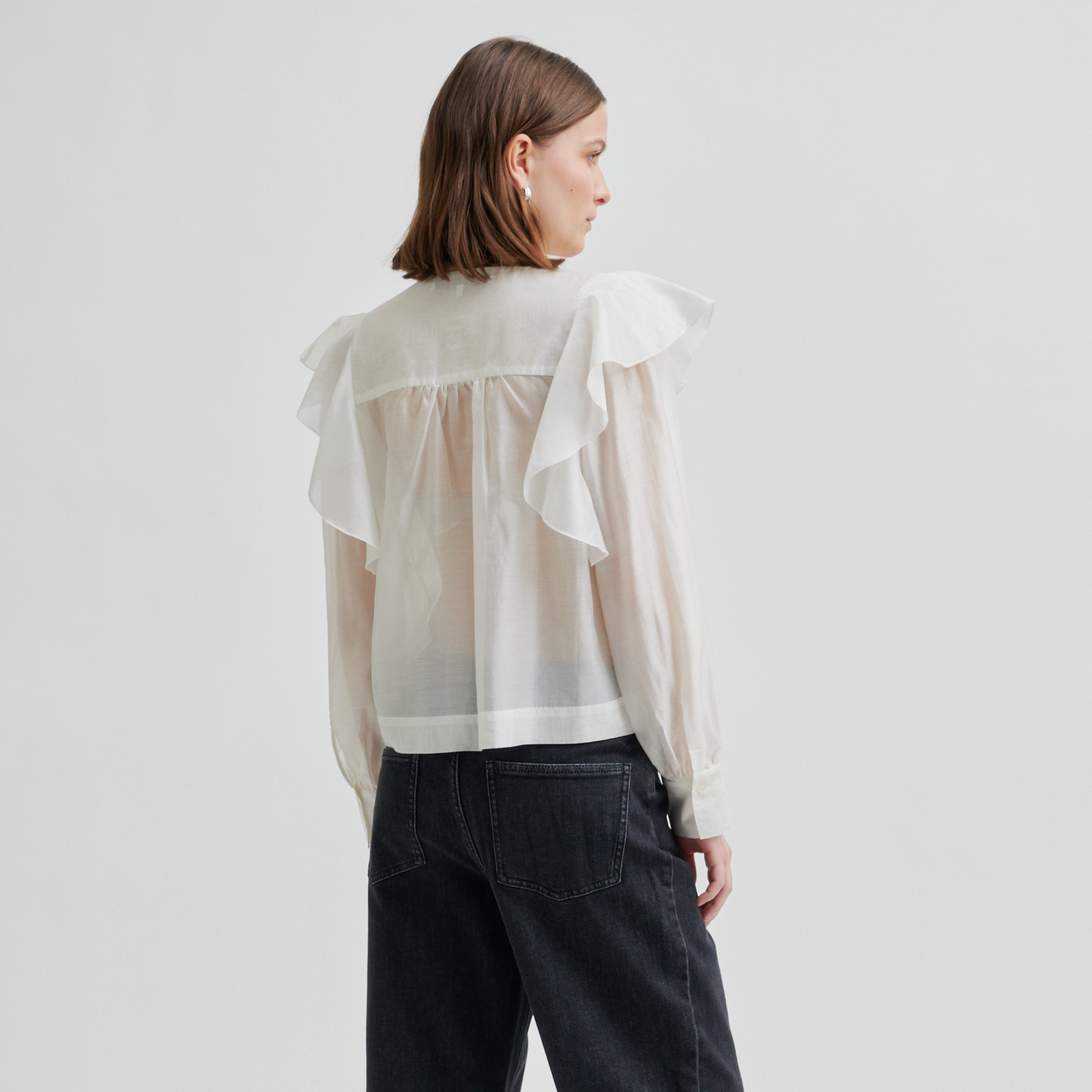 Second Female Dream Ruffle Blouse, Jet Stream