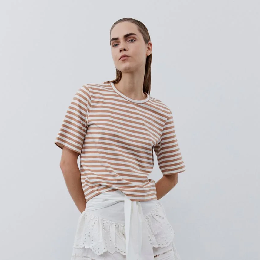 Sofie Schnoor S242325 T-shirt, Light Brown Striped