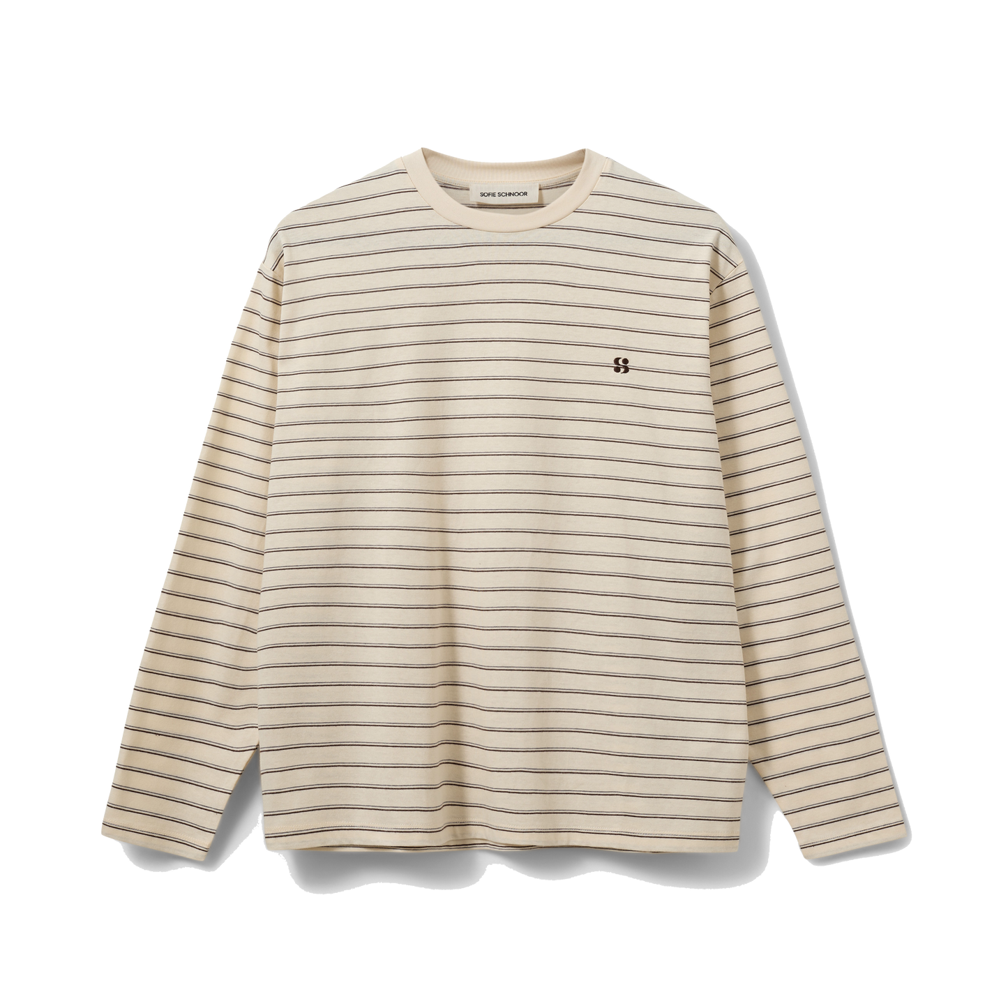 Sofie Schnoor Masy Long-Sleeve Boxy T-shirt, Off White Striped