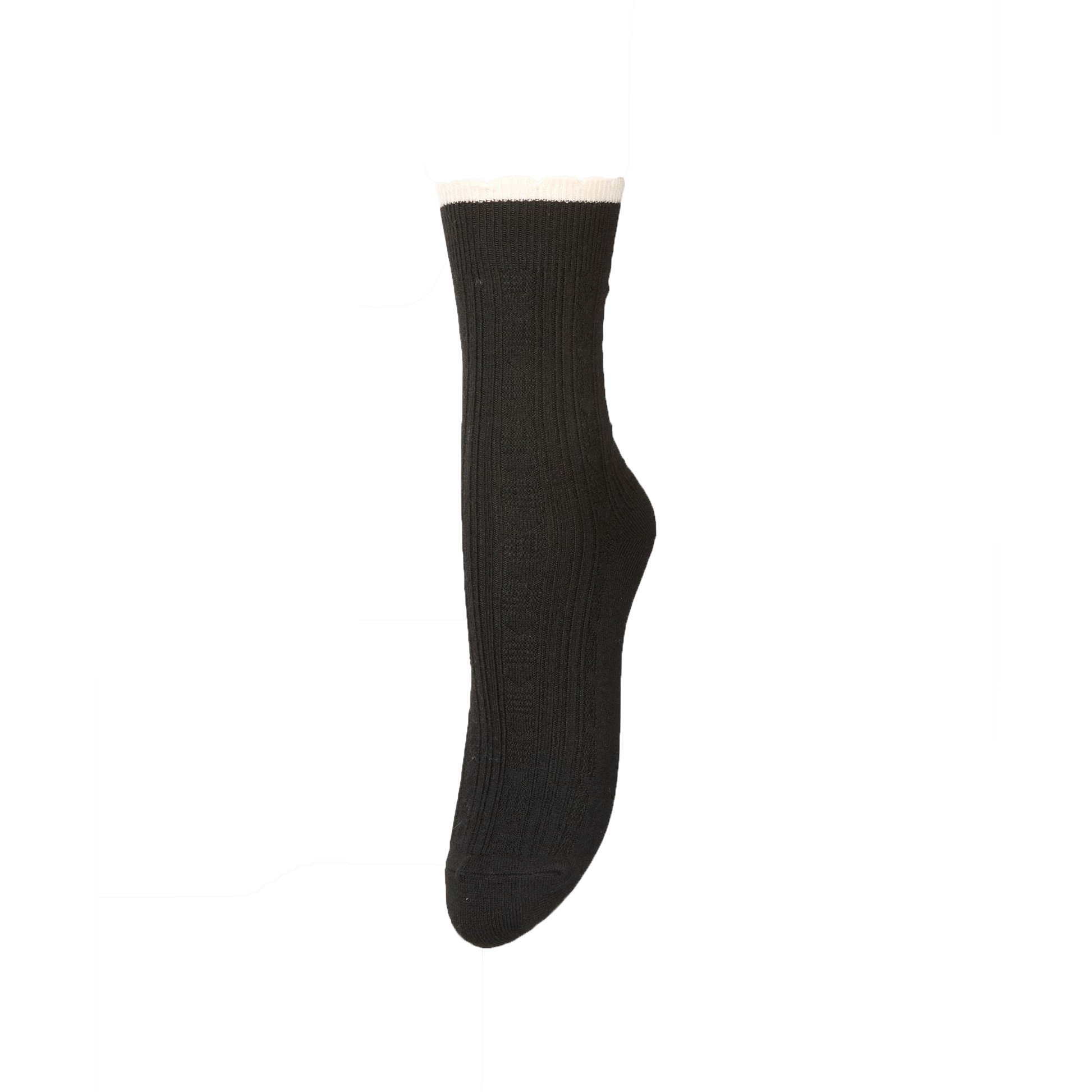 Beck Söndergaard Scallop Sock, Black Melange