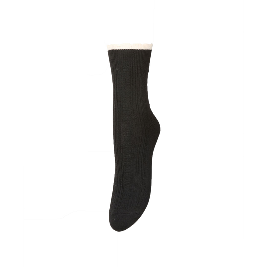 Beck Söndergaard Scallop Sock, Black Melange