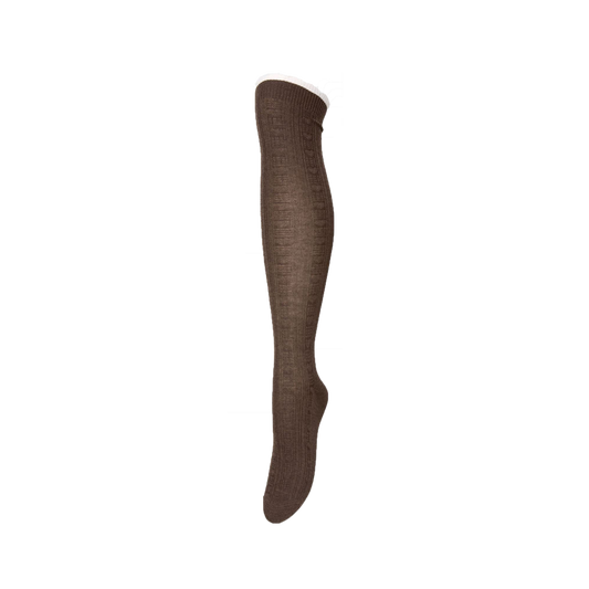 Beck Söndergaard Scallop Knee Sock, Brown Melange