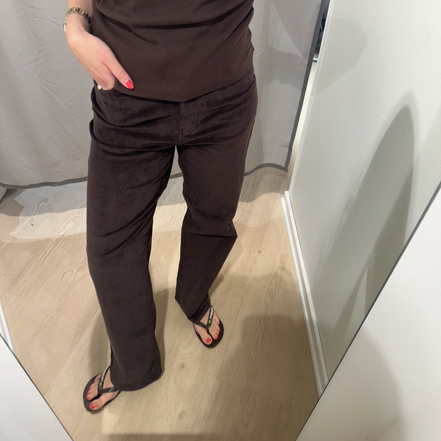Selected Wide Runa Corduroy Pant, Chocolate Torte