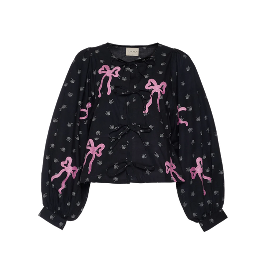 Sissel Edelbo Nicoline Top, Black w. Cyclamen Pink