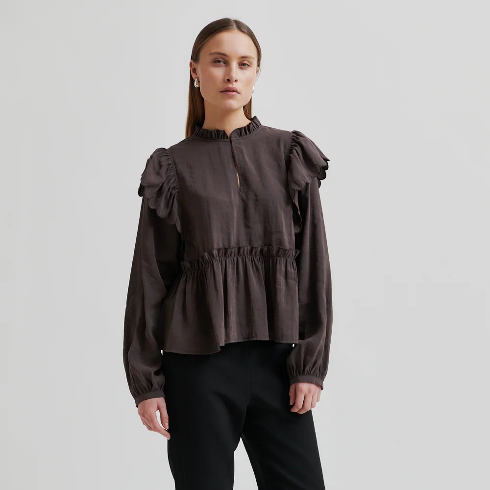 Second Female Terra Frill Blouse, Chocolate Plum