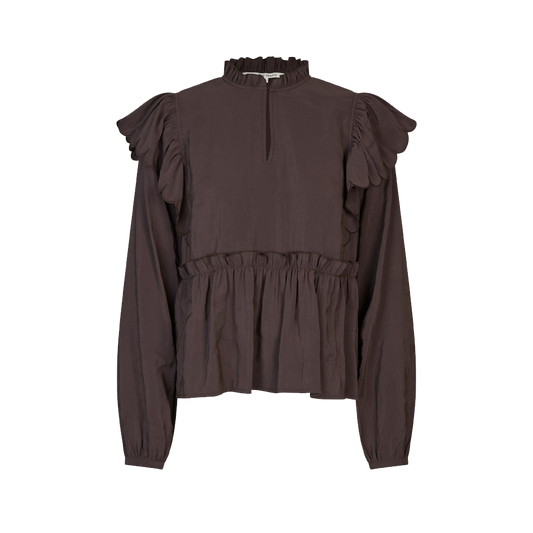 Second Female Terra Frill Blouse, Chocolate Plum