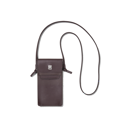 Second Female Verla Leather Phone Bag, Chocolate Plum