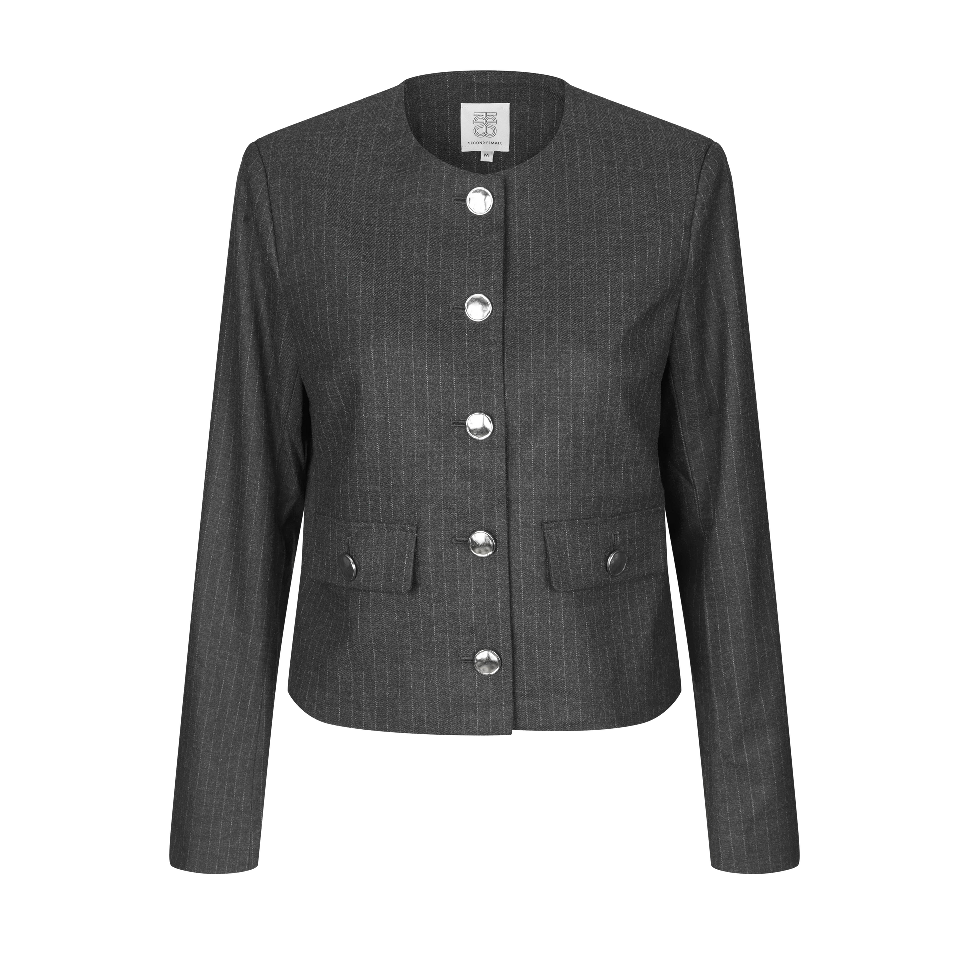 Second Female Wake Tailored Jacket, Dark Grey Melange