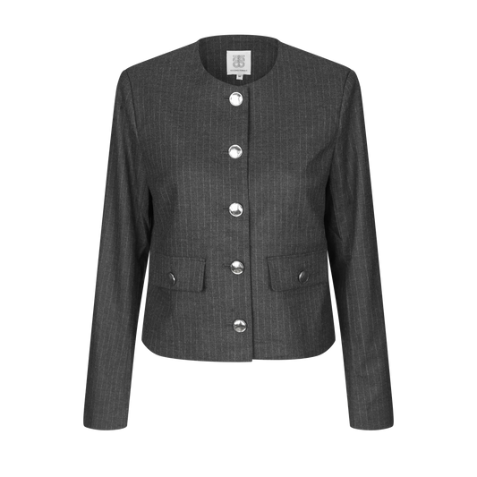 Second Female Wake Tailored Jacket, Dark Grey Melange