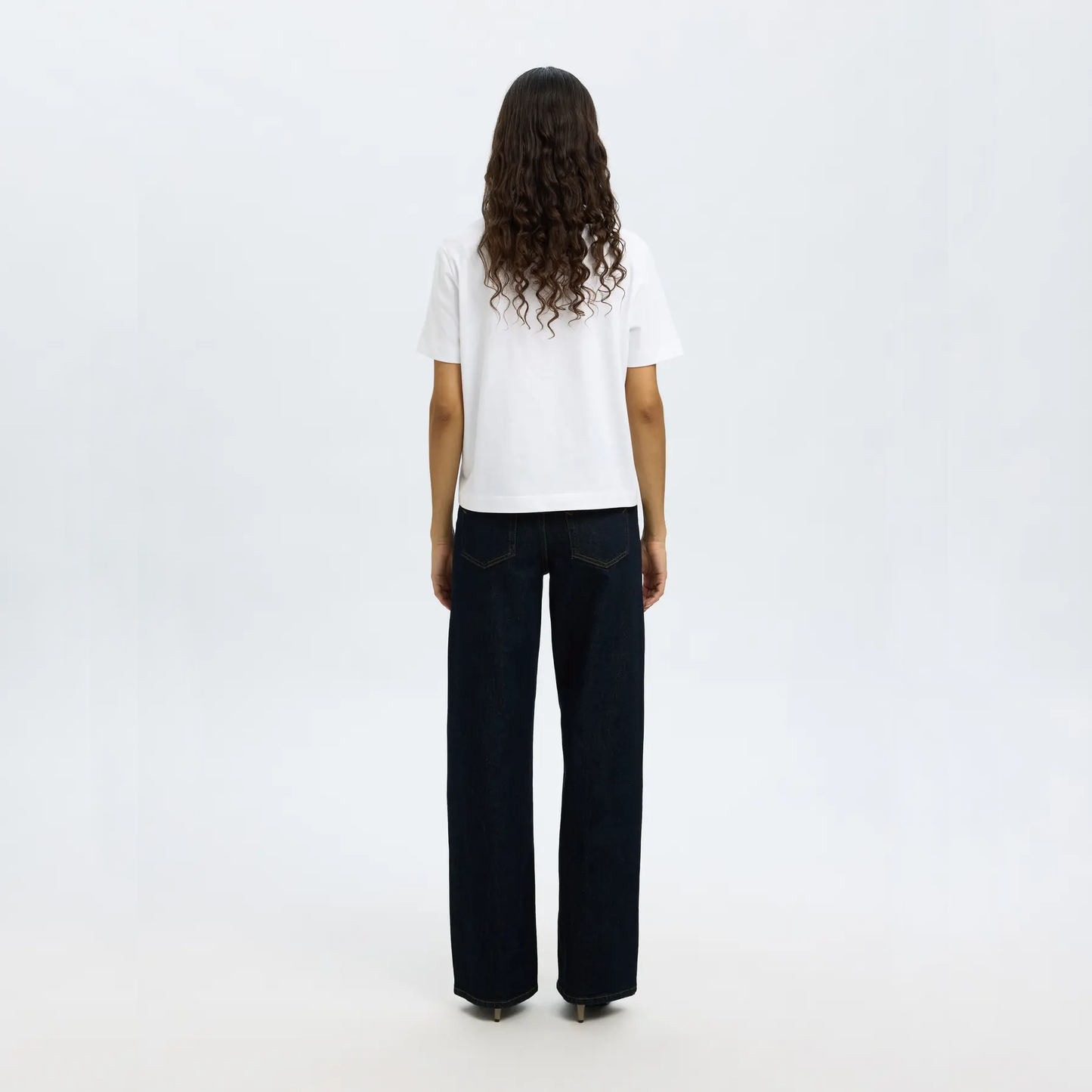 Selected Wide Bea-Kori Jeans, Dark Blue Denim