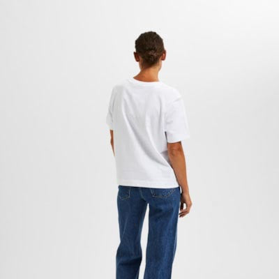 Selected T-shirt Boxy, White