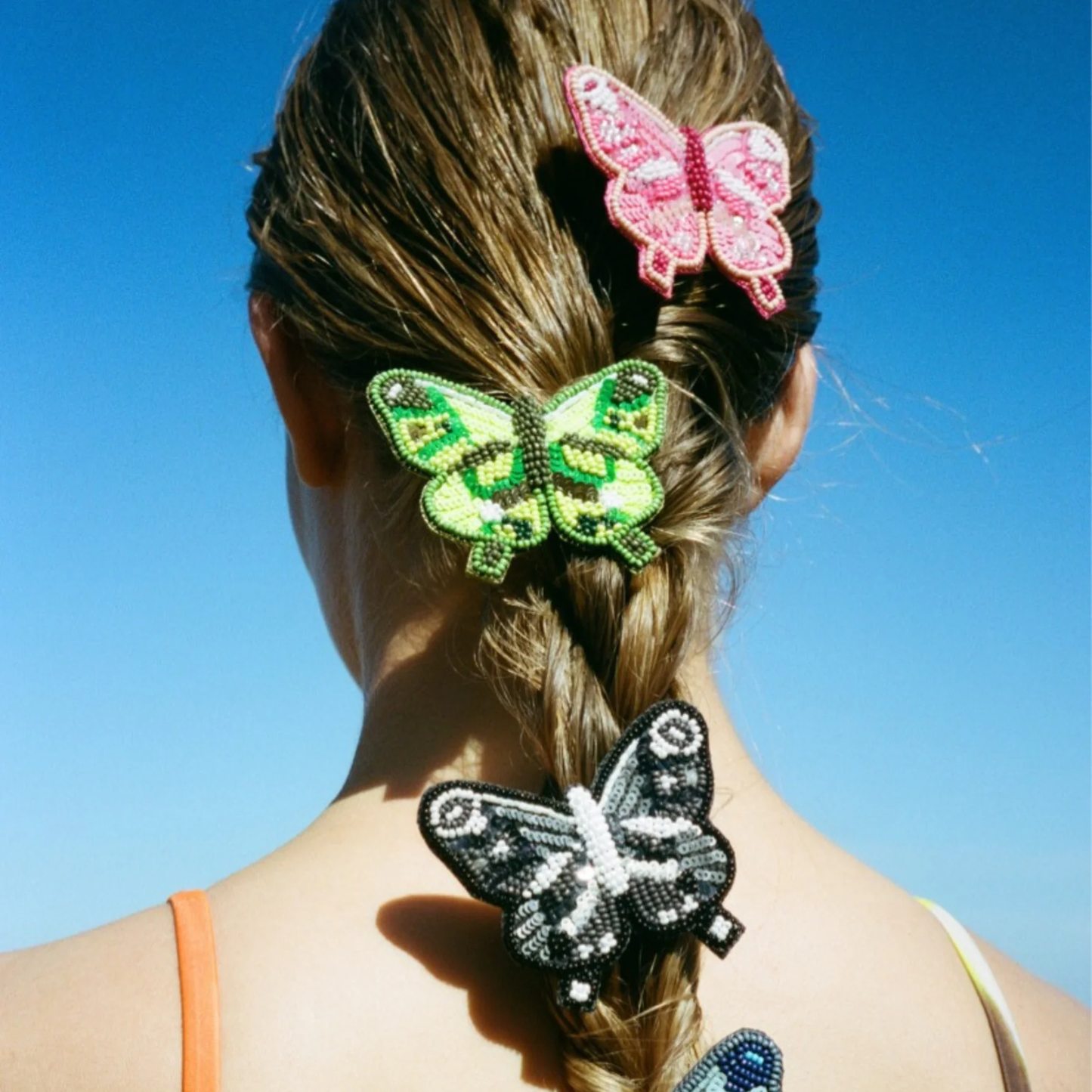 Beck Söndergaard Butterfly Beaded Clip, Hot Pink