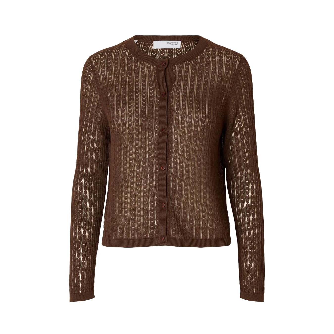 Selected Hennah Knit Cardigan, Chestnut