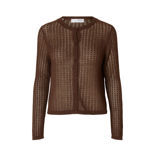 Selected Hennah Knit Cardigan, Chestnut
