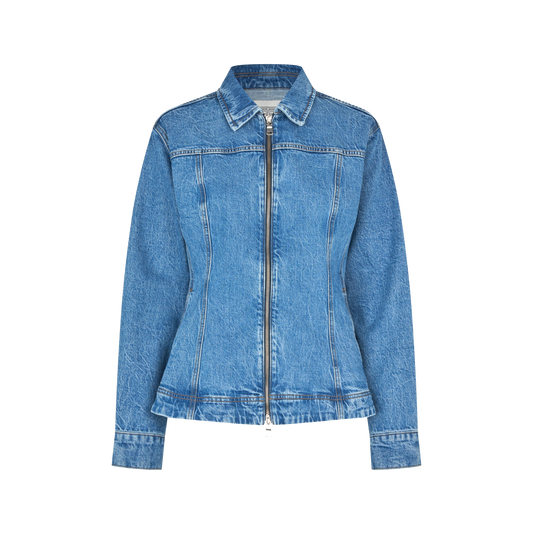 Second Female Belton Peplum Denim Jacket, Denim blue