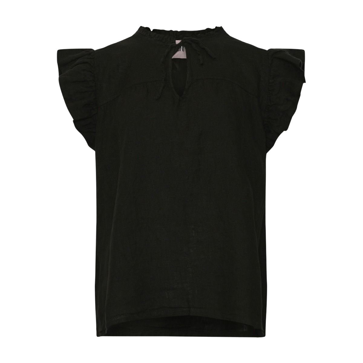 Tiffany Etta Frill Top Linen, Black