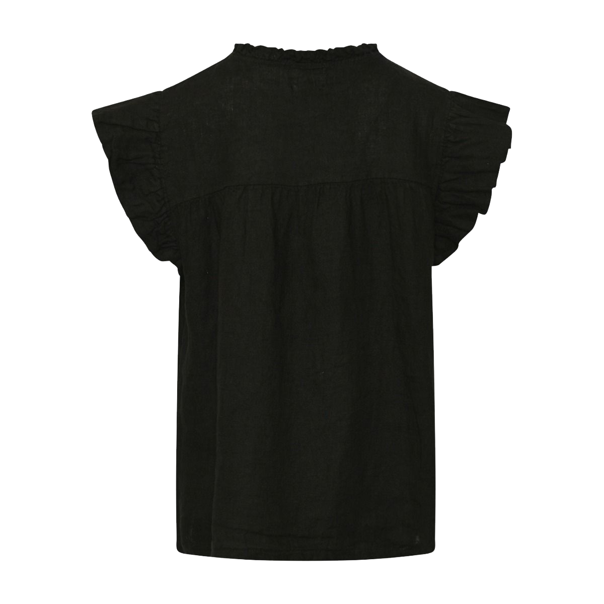 Tiffany Etta Frill Top Linen, Black