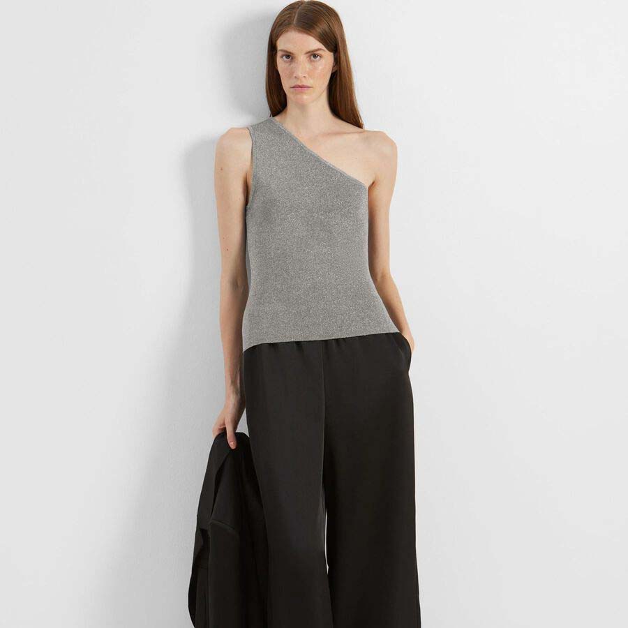 Selected Lura Lurex glimmer top, Silver