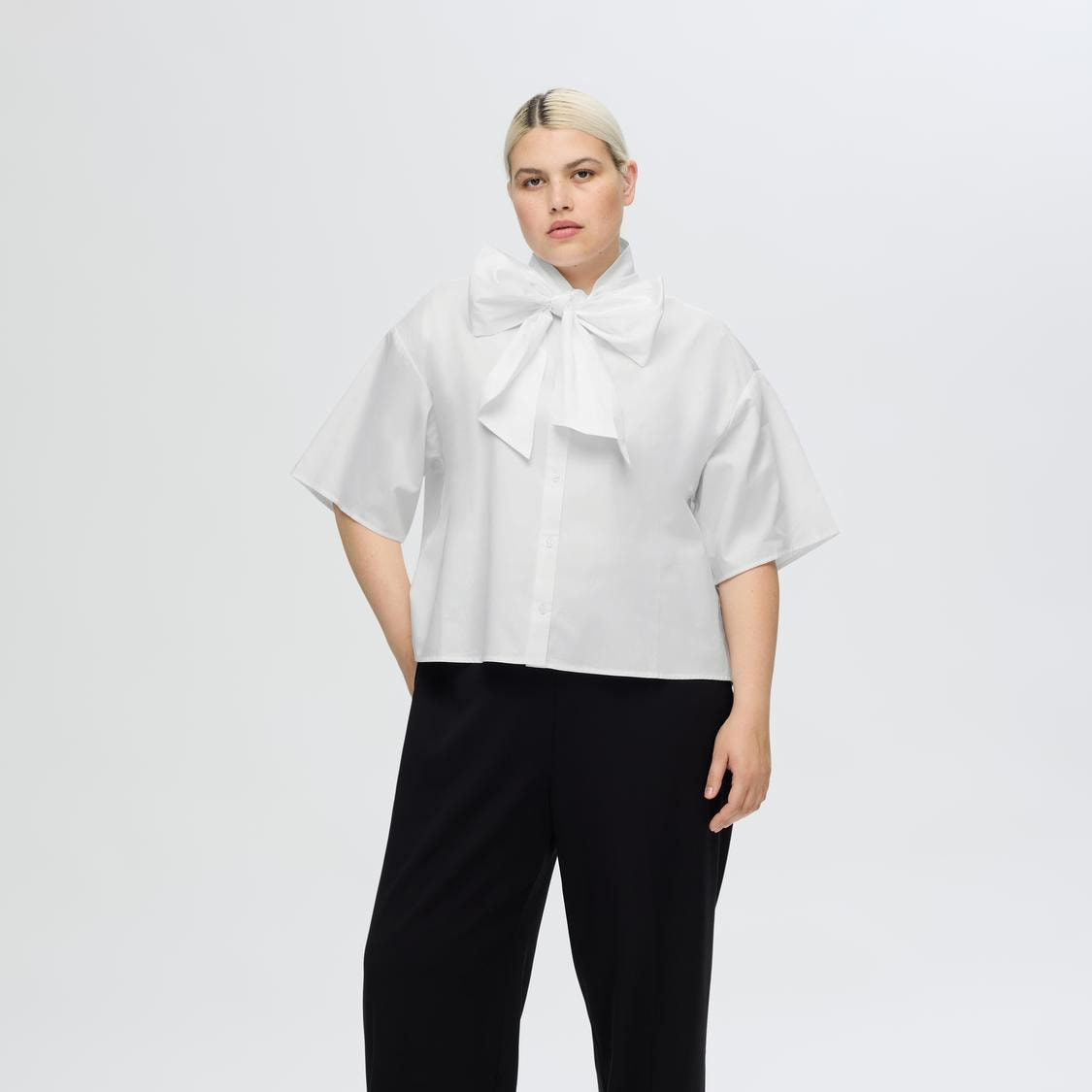 Selected Juno 3/4 Bow Shirt, Bright White