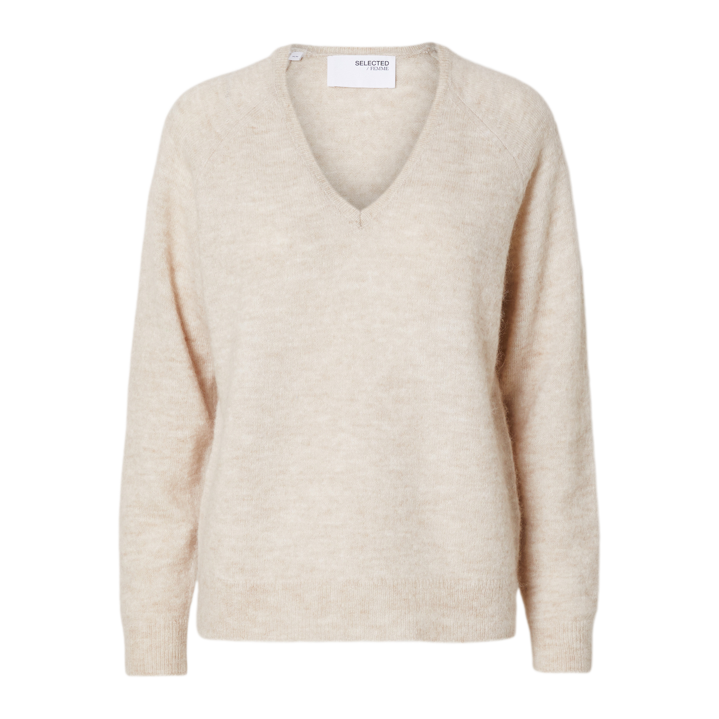 Selected Lulu Knit V-Neck, Birch Melange