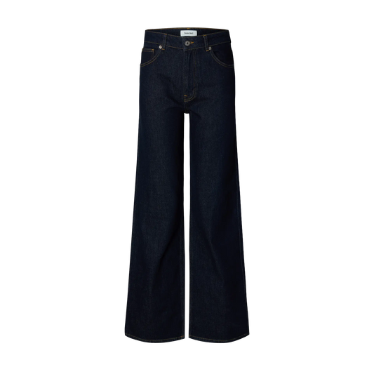 Selected Wide Bea-Kori Jeans, Dark Blue Denim