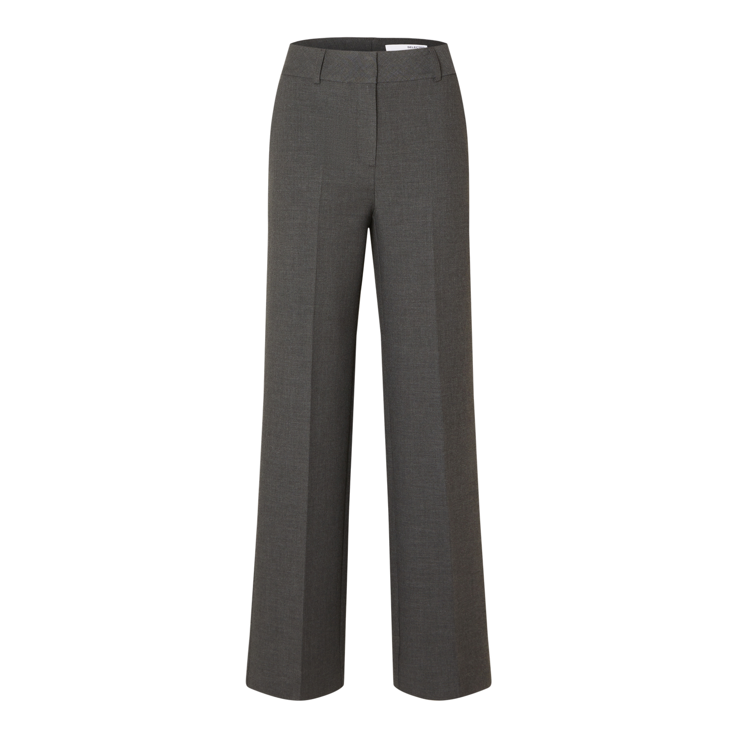 Selected Rita Wide Pant, Dark Grey Melange