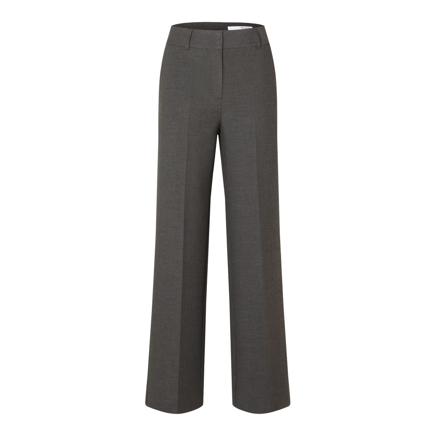 Selected Rita Wide Pant, Dark Grey Melange