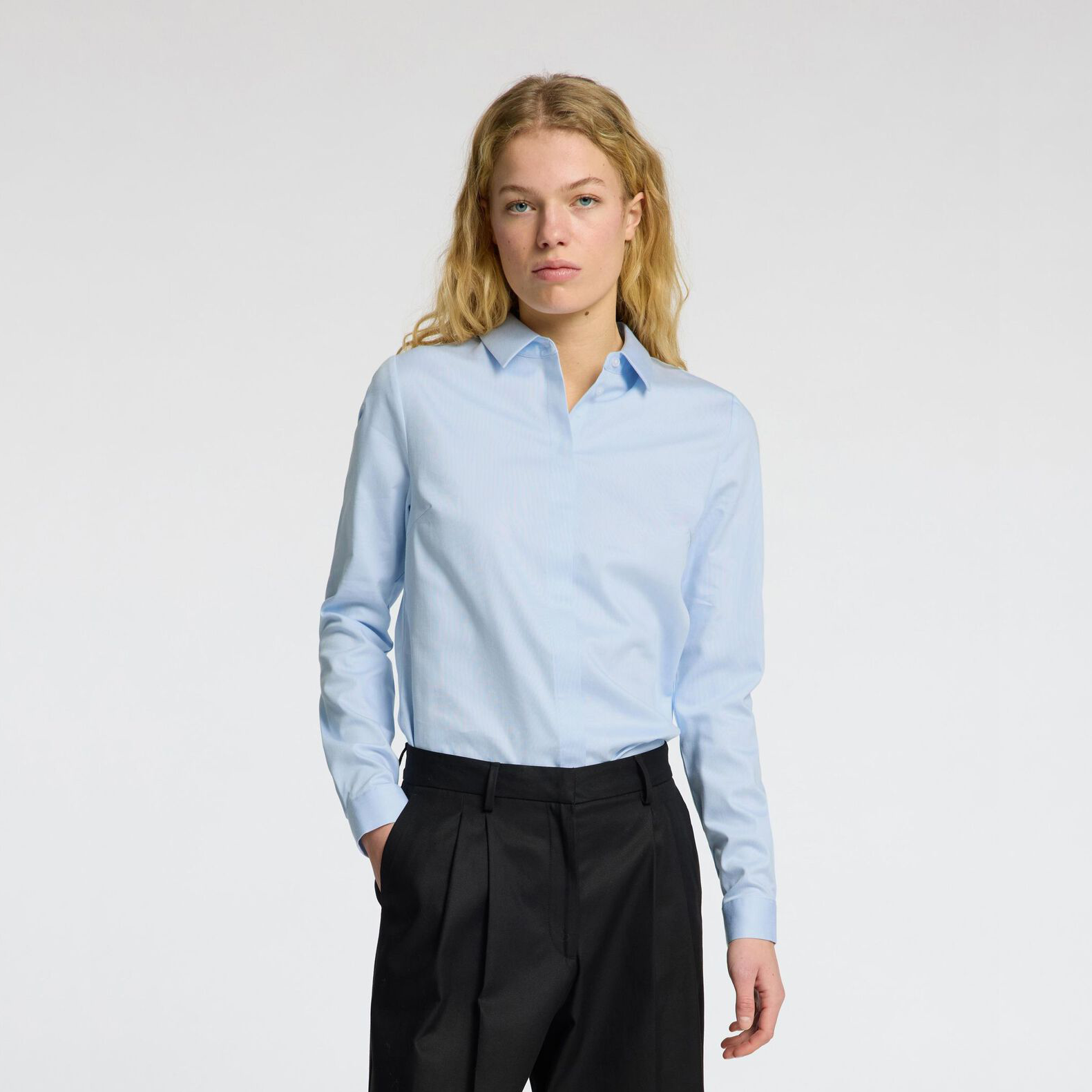 Selected Romie Fitted Shirt, Light Blue
