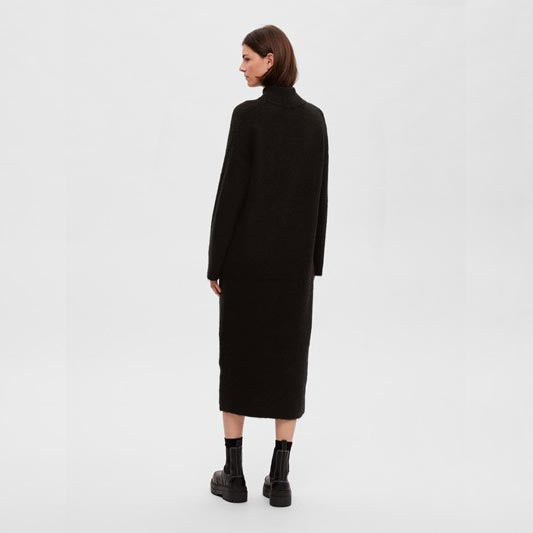 Selected Maline Knit Dress High Neck, Black