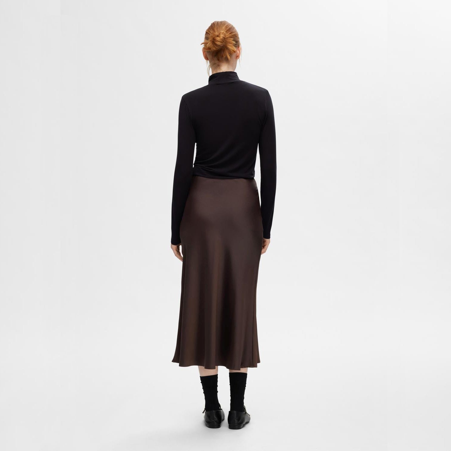 Selected Lena Midi Skirt, Coffee Bean