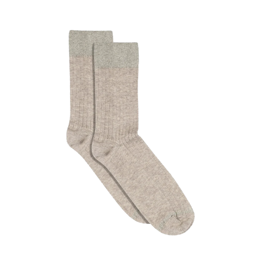 MP Erina wool rib socks, Light Brown Melange