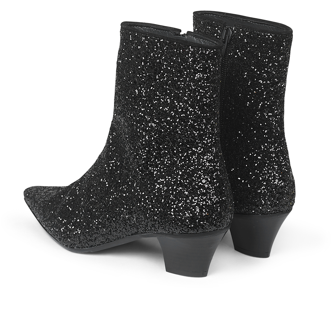 Angulus 7771 Støvle med lynlås, sort glitter