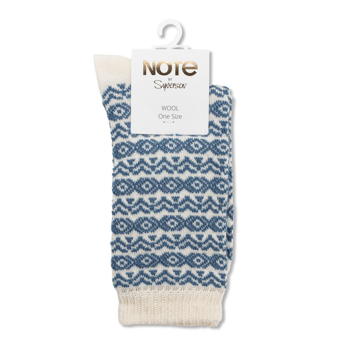 Note woman wool pattern, Offwhite/Jeansblue